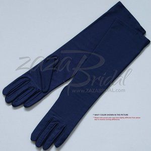 15.5″ Long 4-Way Stretch Matte Finish Satin Dress Gloves 8BL - Navy